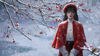 【4K】唯美雪中少女