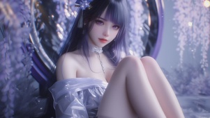 甜美可爱露肩吊带女孩