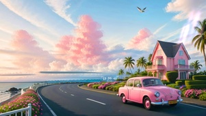 粉色海滩小屋