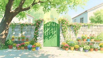 清新藤蔓围墙小院