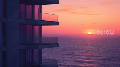 梦幻唯美的粉紫色日落