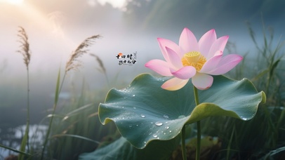 清晨云雾荷花