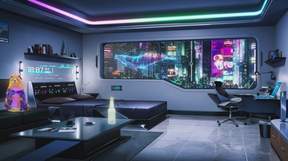 4k赛博朋克炫酷科幻房间