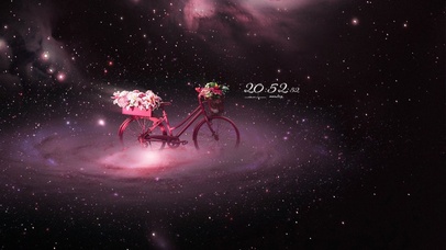 唯美梦幻宇宙星河的单车