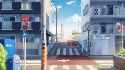 治愈动漫城市街道（带真实时间）