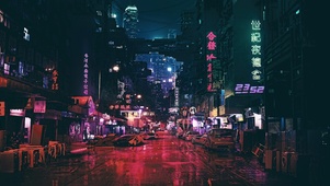 4K  雨夜城市街道