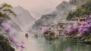 江南水乡AI插画