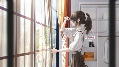 窗边居家少女