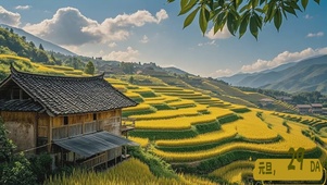 午后梯田乡村