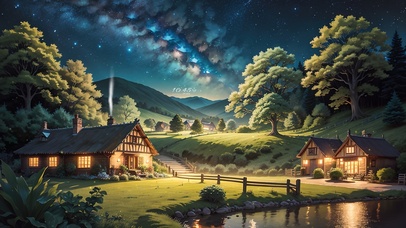 4K唯美治愈星空森林木屋