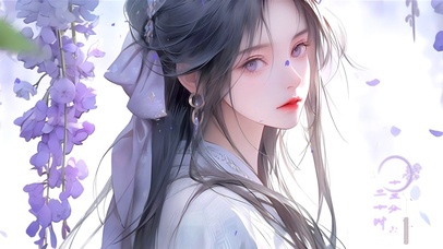 古风紫藤花少女