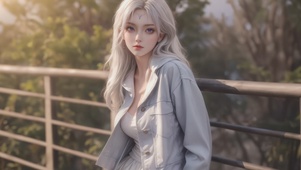 白发清纯美女