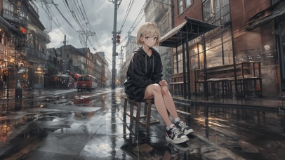 雨天街边少女