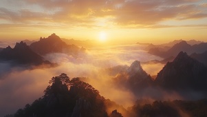 俯瞰日出花岗岩山峰
