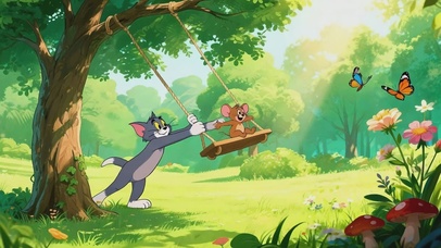 猫鼠搭档荡秋千