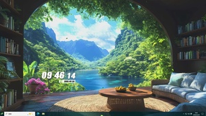 护眼山川绿景河流桌面主题