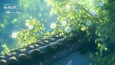 墙角的一片郁郁葱葱