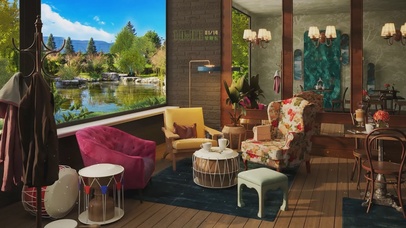 4K唯美小湖别墅房间