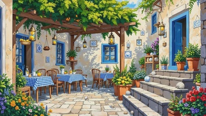 地中海风的庭院