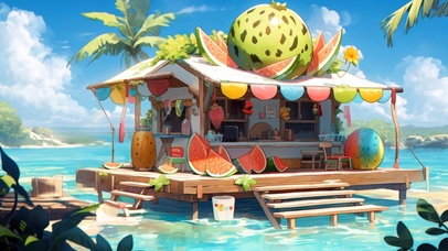 治愈清新 海边水果小屋