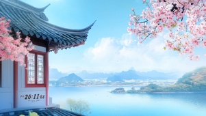 桃花飞舞