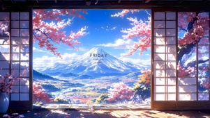 唯美窗外雪山
