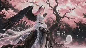 樱花树黑翼少女