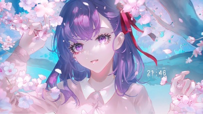 唯美樱花树下少女