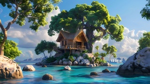 清凉海边木屋