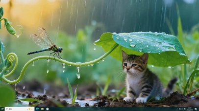下雨天猫咪桌面主题