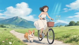 宫崎骏夏日骑行少女