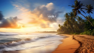  4K 夕阳余晖的海边