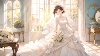 4K唯美房间婚纱美女