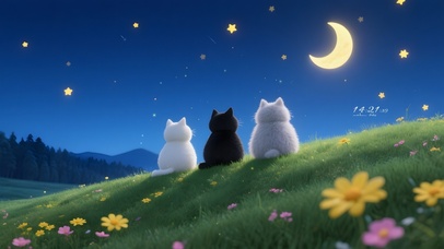 看月亮的猫咪