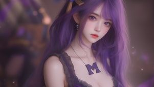 可爱紫色头发美女