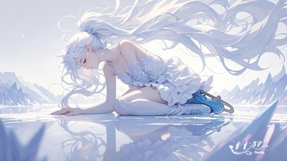 滑冰受伤坚持的少女