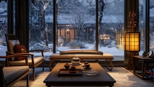 苏州园林·雪景·茶室