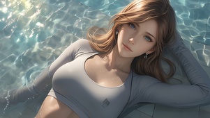 泳池金发美女