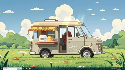 清新夏日咖啡车