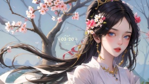 4K古风樱花少女