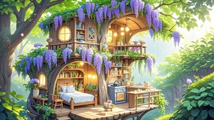 紫藤花树屋