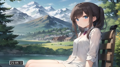 河边休息的女孩