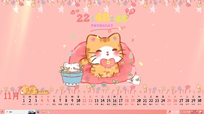 鲜花猫猫可爱时间壁纸