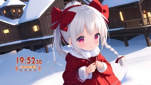 喜庆雪中少女