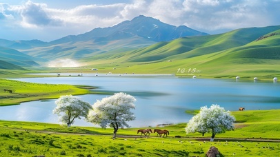 白云大山梨花草地