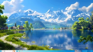 清新碧水雪山