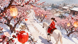 古风少女与白马