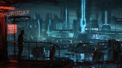 赛博朋克夜晚城市