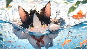 捕鱼的猫咪