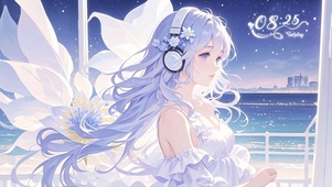 唯美星空游轮少女